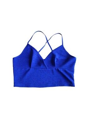 Topshop crop top Bralette Tank V-neck Blue Textured Women's Size 8